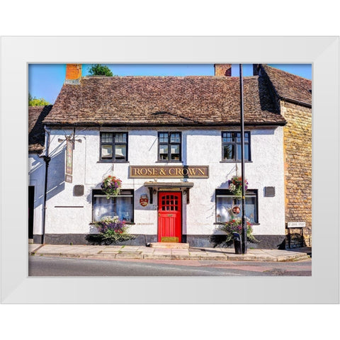 Old pub in Malmesbury White Modern Wood Framed Art Print by Frank, Assaf