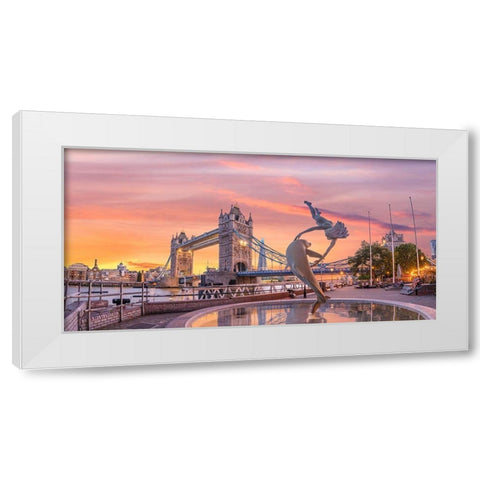 Tower Bridge at sunset, London White Modern Wood Framed Art Print by Frank, Assaf