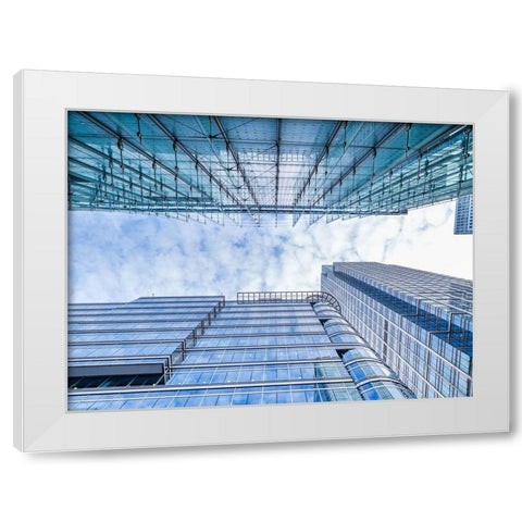Low angle view of skyscrapers White Modern Wood Framed Art Print by Frank, Assaf