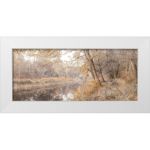 Canal through forest White Modern Wood Framed Art Print by Frank, Assaf