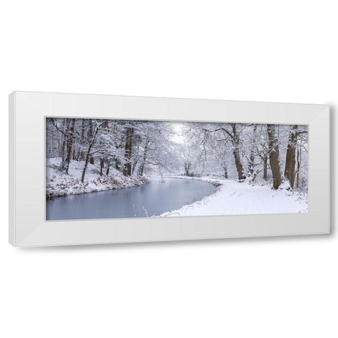 Canal through forest White Modern Wood Framed Art Print by Frank, Assaf