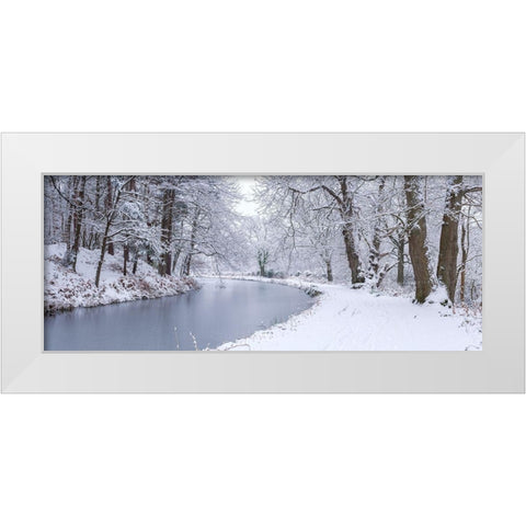 Canal through forest White Modern Wood Framed Art Print by Frank, Assaf