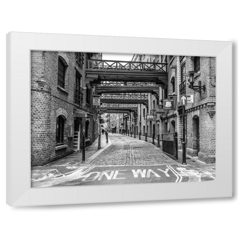 Narrow road in London White Modern Wood Framed Art Print by Frank, Assaf