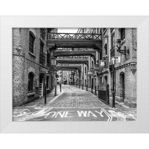 Narrow road in London White Modern Wood Framed Art Print by Frank, Assaf