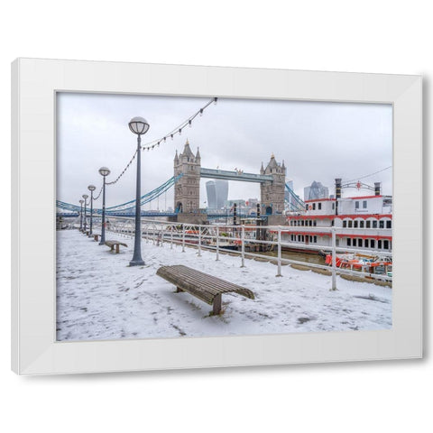 London in winter White Modern Wood Framed Art Print by Frank, Assaf