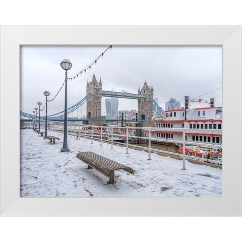 London in winter White Modern Wood Framed Art Print by Frank, Assaf