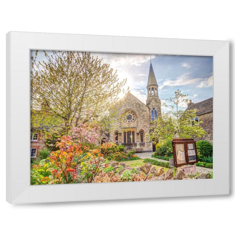 Church in Malmesbury White Modern Wood Framed Art Print by Frank, Assaf
