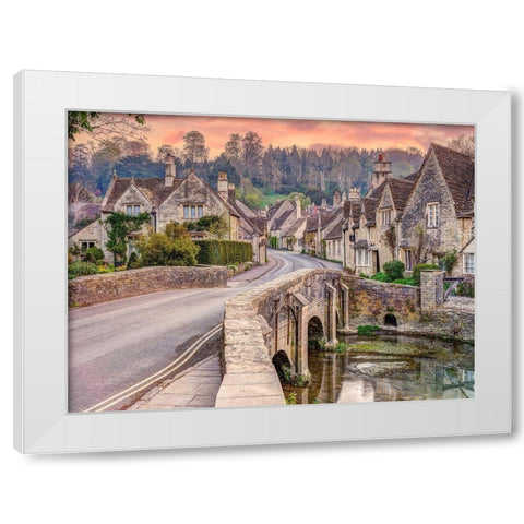 Stone cottages-Castle Combe White Modern Wood Framed Art Print by Frank, Assaf