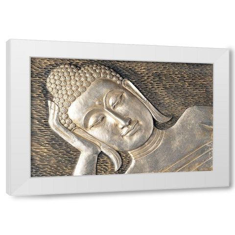 Sleeping Buddha White Modern Wood Framed Art Print by Frank, Assaf