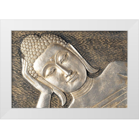 Sleeping Buddha White Modern Wood Framed Art Print by Frank, Assaf
