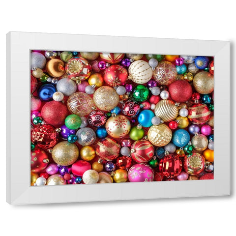Christmas Baubles White Modern Wood Framed Art Print by Frank, Assaf
