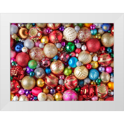Christmas Baubles White Modern Wood Framed Art Print by Frank, Assaf