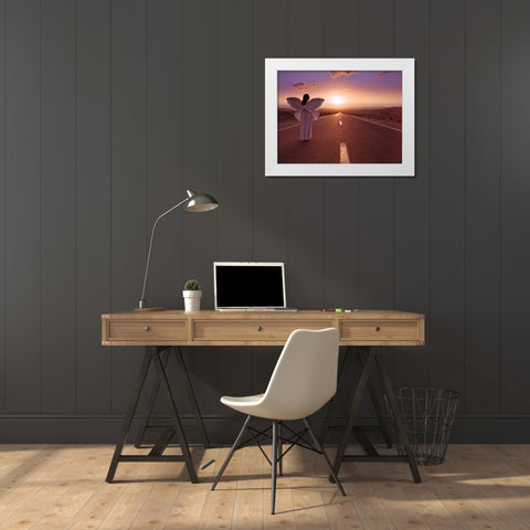 FTBR 1702 Road Angel White Modern Wood Framed Art Print by Frank, Assaf
