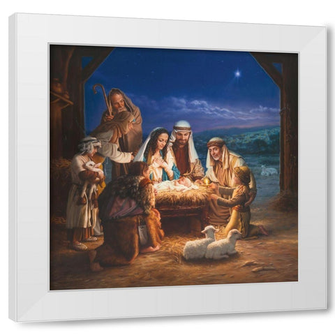 Let Us Adore Him White Modern Wood Framed Art Print by Missman, Mark
