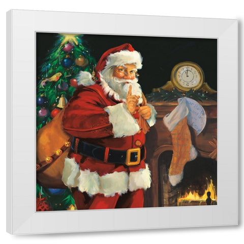 Shhhh White Modern Wood Framed Art Print by Comish, Susan