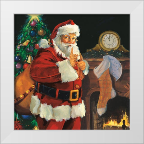 Shhhh White Modern Wood Framed Art Print by Comish, Susan