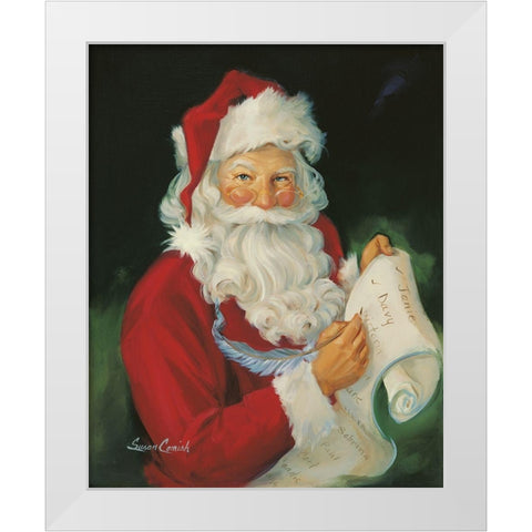 Checking His List White Modern Wood Framed Art Print by Comish, Susan