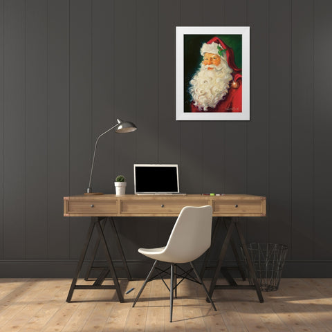 Merry Chrismas Santa White Modern Wood Framed Art Print by Comish, Susan