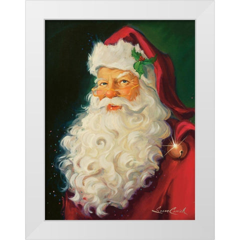 Merry Chrismas Santa White Modern Wood Framed Art Print by Comish, Susan