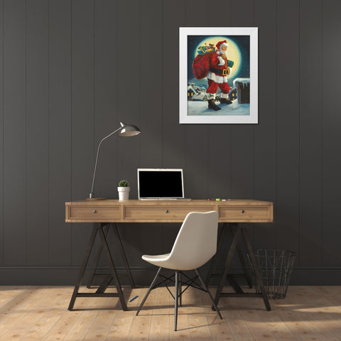 Up On The Rooftop White Modern Wood Framed Art Print by Comish, Susan