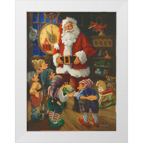 Santas Toy Shop White Modern Wood Framed Art Print by Comish, Susan