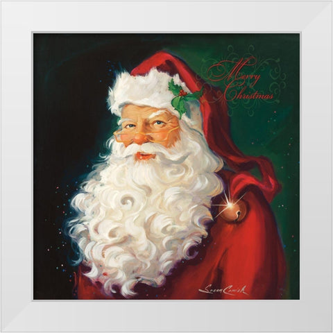 Merry Christmas White Modern Wood Framed Art Print by Comish, Susan