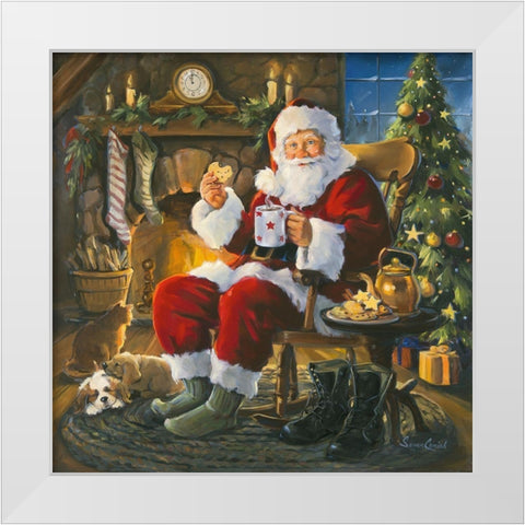 Santa Cookie Break White Modern Wood Framed Art Print by Comish, Susan