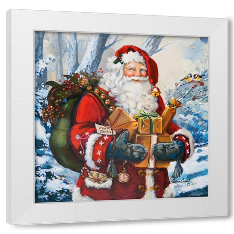 Woodland Home Santa White Modern Wood Framed Art Print by Comish, Susan