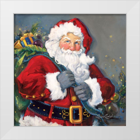 Merry And Bright White Modern Wood Framed Art Print by Comish, Susan