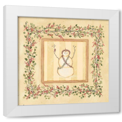 Priaising Snowman White Modern Wood Framed Art Print by Marrott, Stephanie