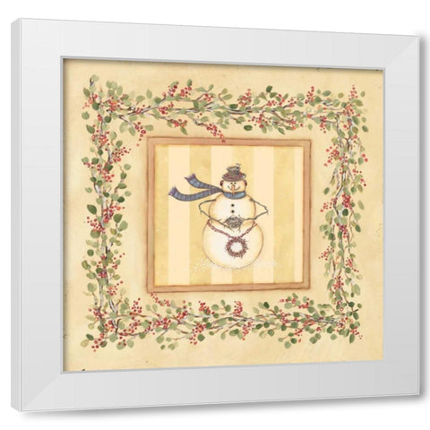 Snowman with Nest White Modern Wood Framed Art Print by Marrott, Stephanie
