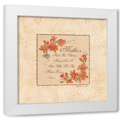 Mothers Hold Their Hearts White Modern Wood Framed Art Print by Marrott, Stephanie