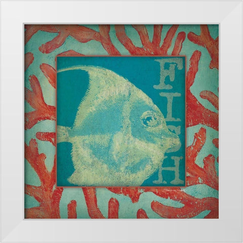 Fish White Modern Wood Framed Art Print by Marrott, Stephanie