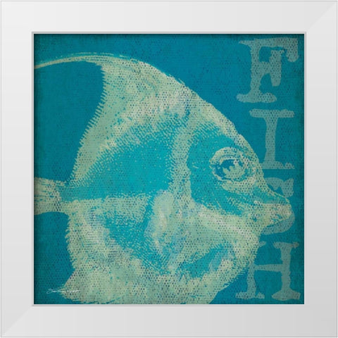 Blue Fish II White Modern Wood Framed Art Print by Marrott, Stephanie