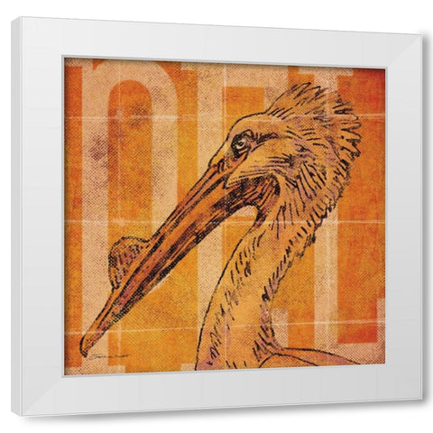 Pelican Head White Modern Wood Framed Art Print by Marrott, Stephanie