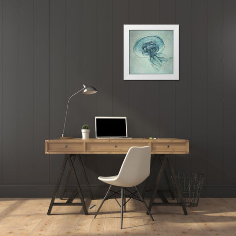 Blue Jelly White Modern Wood Framed Art Print by Marrott, Stephanie