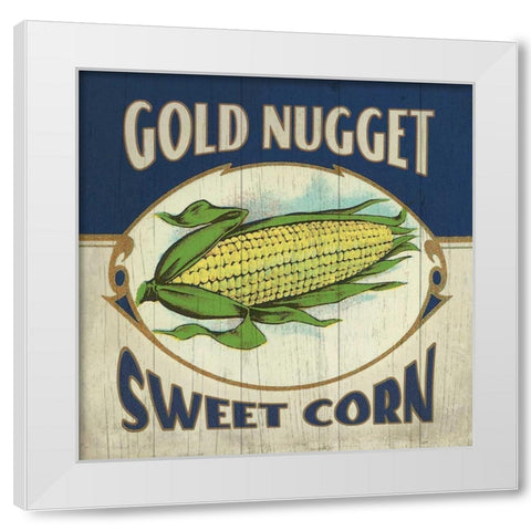 Corn Label White Modern Wood Framed Art Print by Marrott, Stephanie