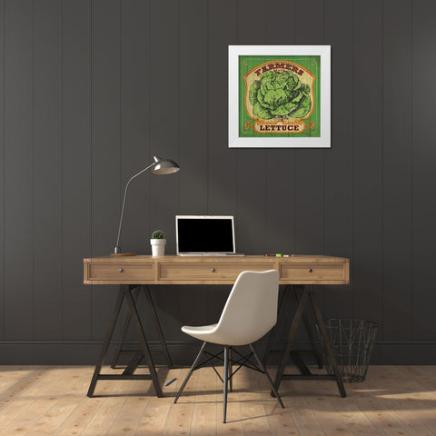 Lettuce Label White Modern Wood Framed Art Print by Marrott, Stephanie