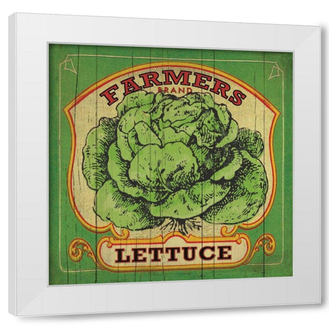 Lettuce Label White Modern Wood Framed Art Print by Marrott, Stephanie