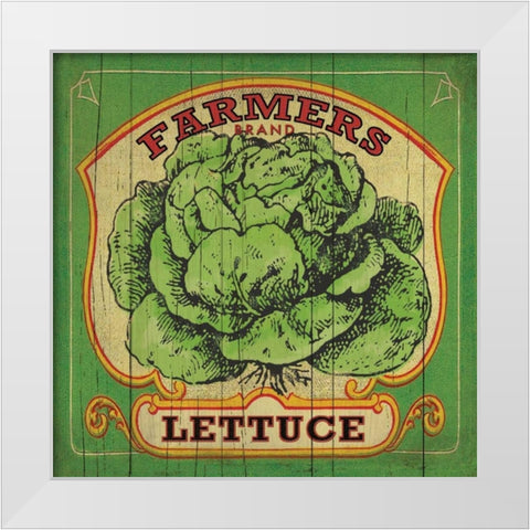 Lettuce Label White Modern Wood Framed Art Print by Marrott, Stephanie