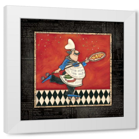 Roller Pizza Chef White Modern Wood Framed Art Print by Marrott, Stephanie
