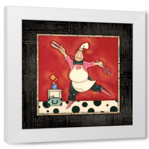 Dinner Dance Chef White Modern Wood Framed Art Print by Marrott, Stephanie