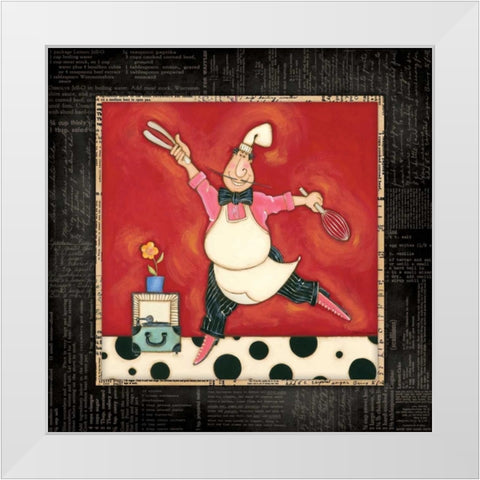 Dinner Dance Chef White Modern Wood Framed Art Print by Marrott, Stephanie