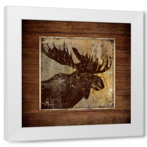Moose Portrait White Modern Wood Framed Art Print by Marrott, Stephanie