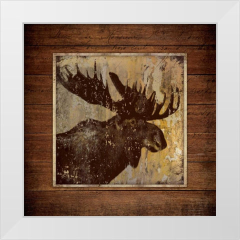 Moose Portrait White Modern Wood Framed Art Print by Marrott, Stephanie