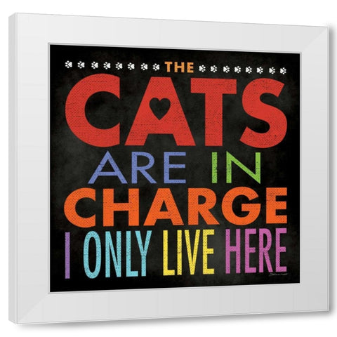 Cats In Charge White Modern Wood Framed Art Print by Marrott, Stephanie