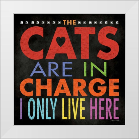 Cats In Charge White Modern Wood Framed Art Print by Marrott, Stephanie