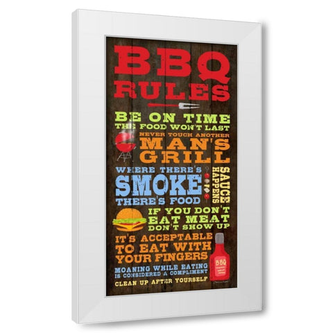 BBQ Rules White Modern Wood Framed Art Print by Marrott, Stephanie