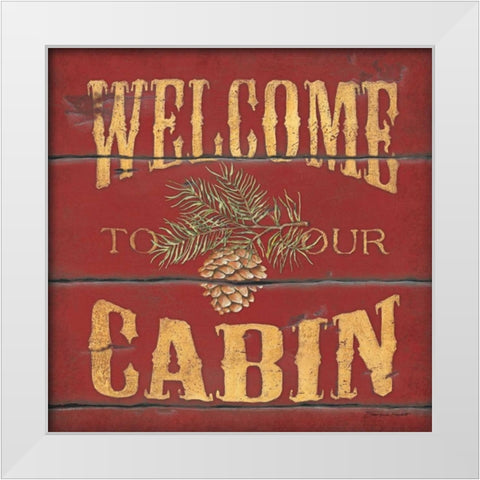 Welcome Cabin White Modern Wood Framed Art Print by Marrott, Stephanie