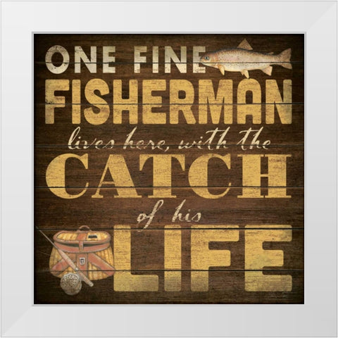 Fine Fisherman White Modern Wood Framed Art Print by Marrott, Stephanie